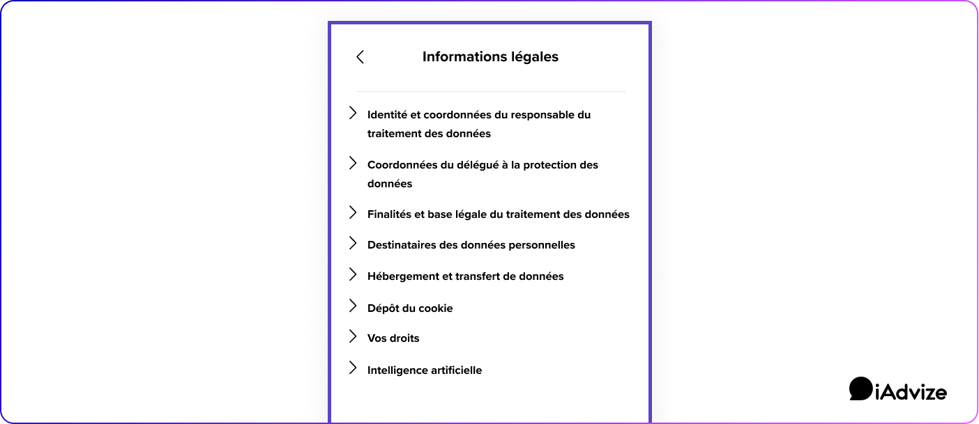 Chatbot IA informations légales
