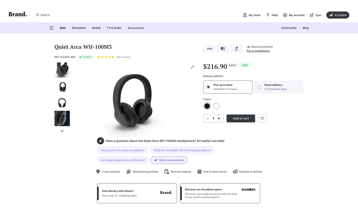 proactive customer engagement on product pages.