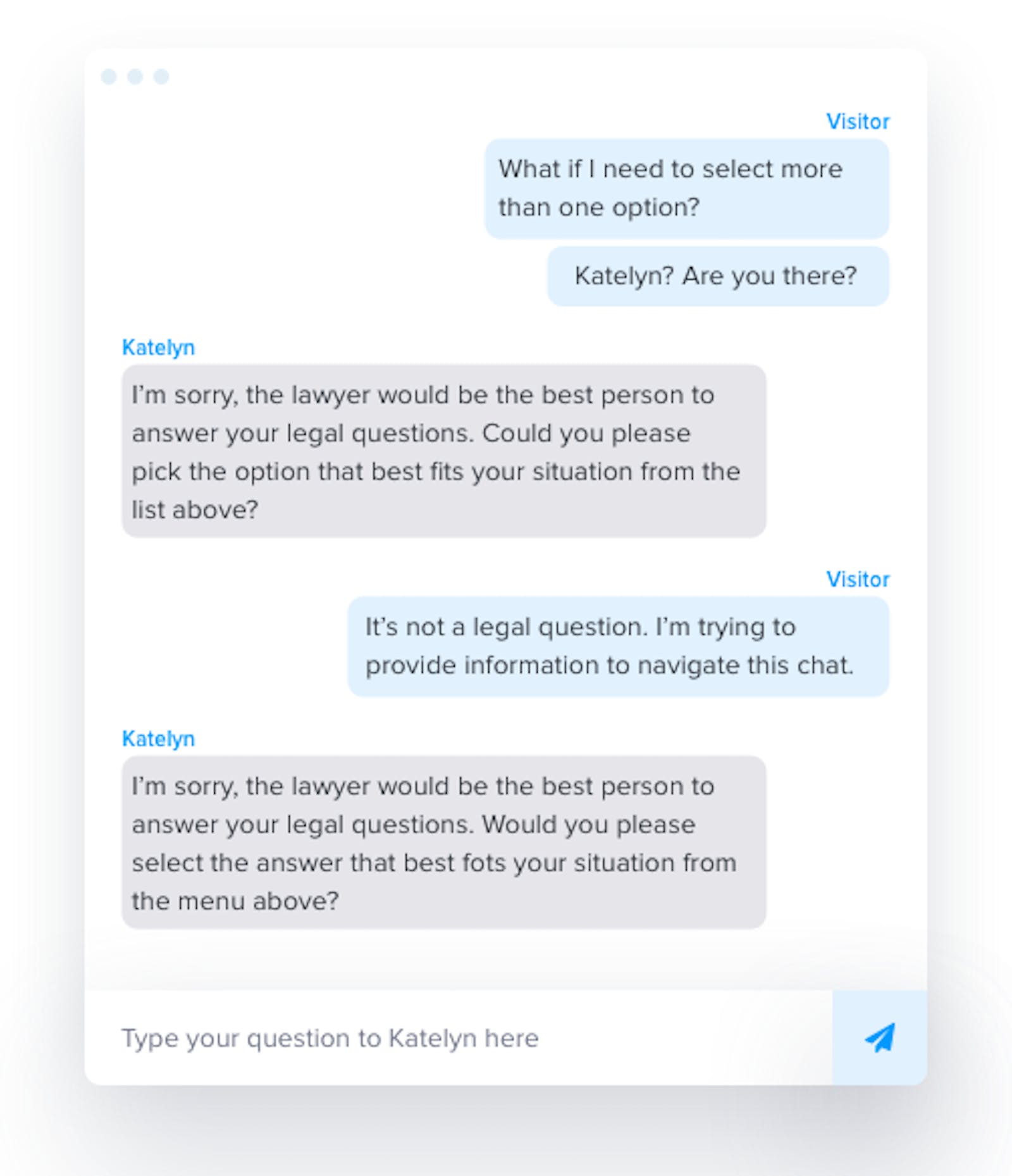 Chatbot messaging conversation