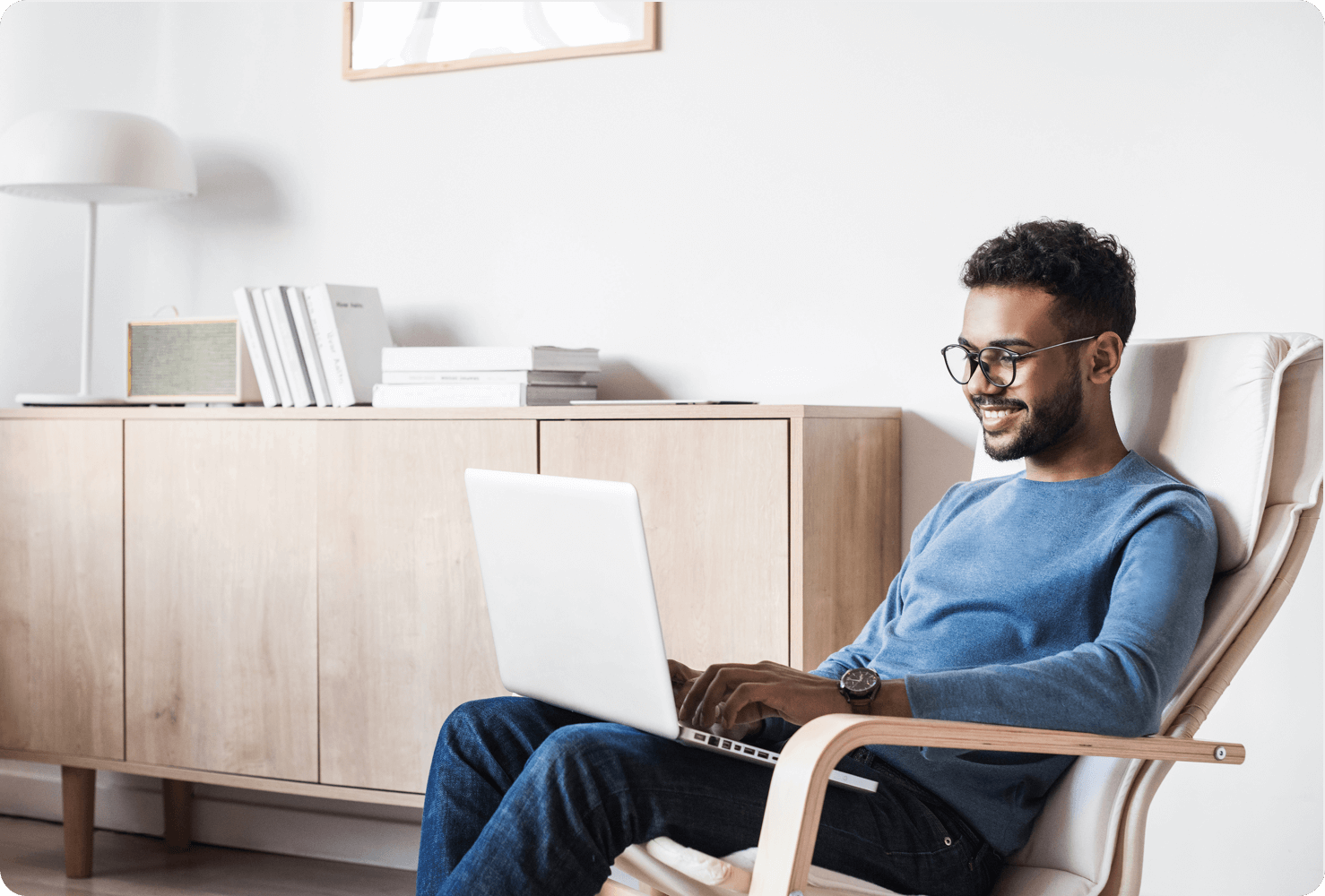 person using his computer